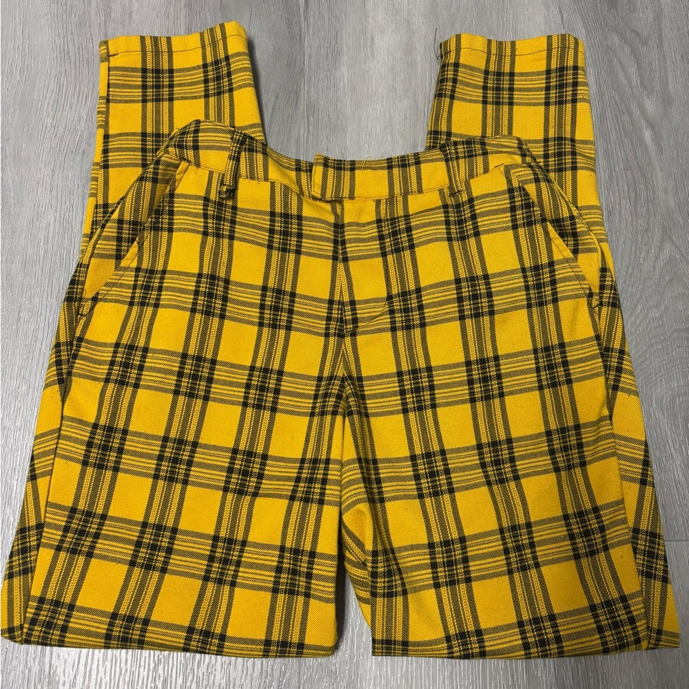 Hot Topic Yellow Plaid Cropped Pants